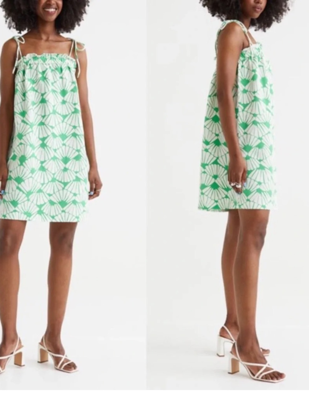 H&M Green and White Waffled Jersey Mini Dress XXL NWT